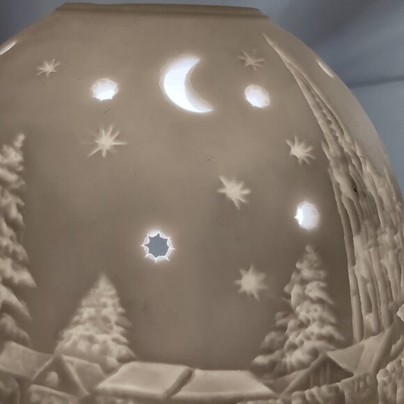 Starlight Hellmann-Versand Bisque Lithopane White Christmas 0816 Candle Holder - Picture 7 of 12